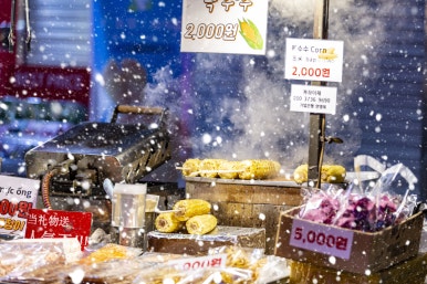 서울 길거리 음식 노점 풍경 korean street food stall